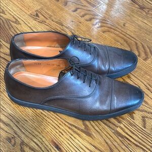 Classic Brown Leather rubber sole Men's Shoes Santoni men’s 10.5